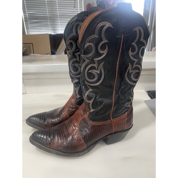 Nocona Other - VTG Nocona Womens Cowboy Western Boots 7 Brown Teju Lizard Skin Flame Stitch
